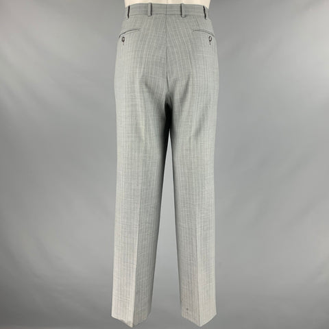 CORNELIANI Size 40 Grey Cream Pinstripe Virgin Wool Single Breasted Suit