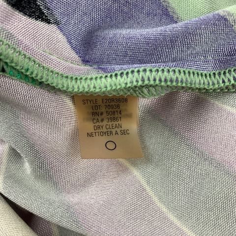 ELIE TAHARI Size S Green & Purple Abstract Jersey Silk V-Neck Dress