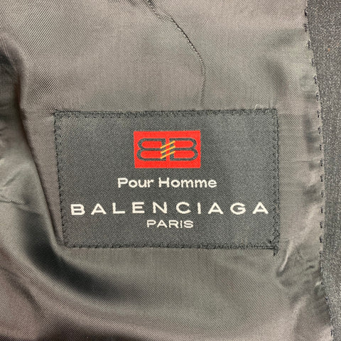 BALENCIAGA Size 44 Charcoal Wool Single Breasted Sport Coat