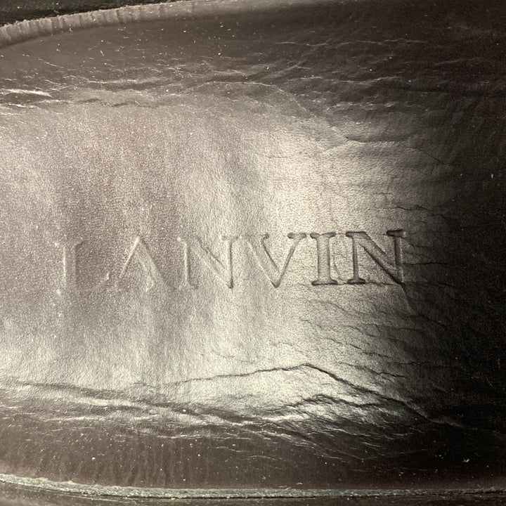 LANVIN Size 11  Gray Wool Lace Up Leather Cap Toe Sneakers