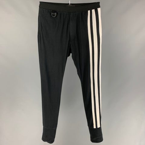 Y-3 Size L Black White Cotton Sweat Pants