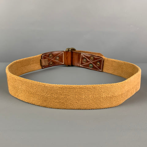 RRL by RALPH LAUREN Size 34 Tan Mustard Distressed Mixed Fabric D Ring Belt