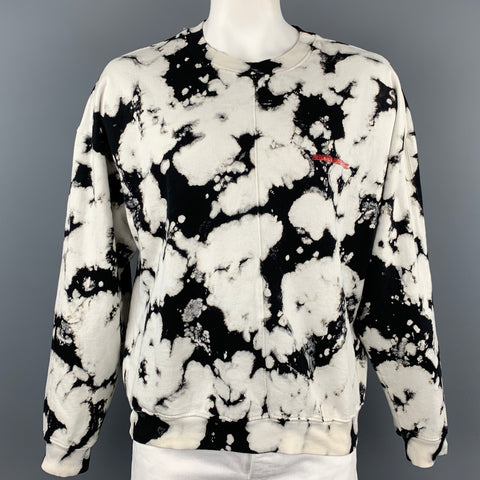 DANIEL PATRICK Size XL Black & White Tie Dye Cotton Crew-Neck Sweatshirt