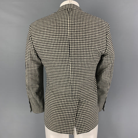 BLACK FLEECE Size 38 Black White Houndstooth Wool Notch Lapel Sport Coat
