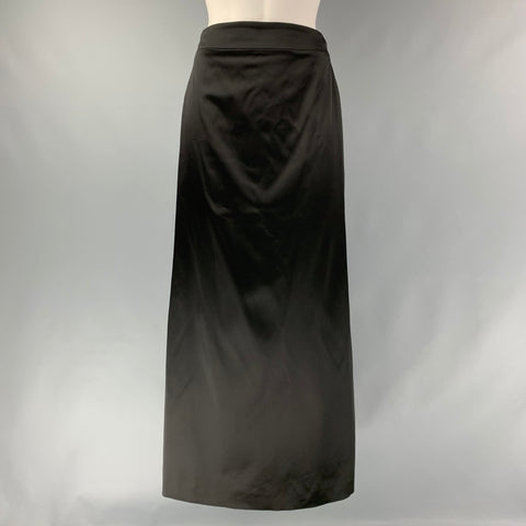 JIL SANDER Size 6 Black Acetate Blend Solid Evening Long Skirt