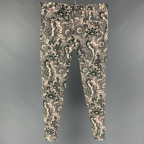 DAVID AUGUST Size 32 Beige Black Pink Print Wool Silk Zip Fly Dress Pants