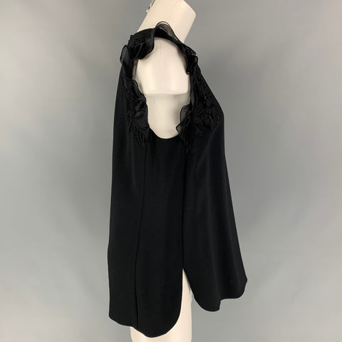 GIAMBATTISTA VALLI Size M Black Crepe Lace Trim Dress Top