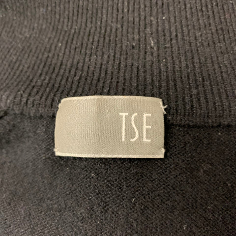 TSE Size L Black Cashmere Zip Up Cardigan