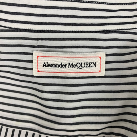 ALEXANDER MCQUEEN Size L Black White Stripe Cotton Short Sleeve Shirt