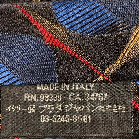 PRADA Black Multi-Color Abstract Silk Jacquard Tie