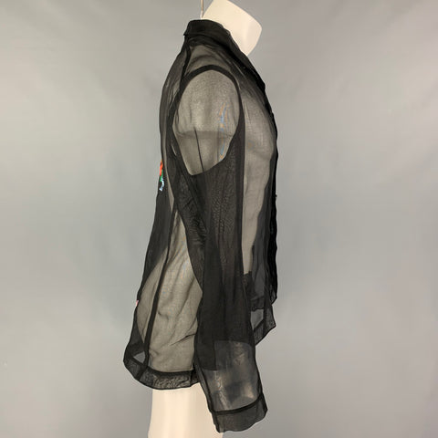 WALTER VAN BEIRENDONCK SS 16 Size 38 Black Multi-Color Silk Jacket