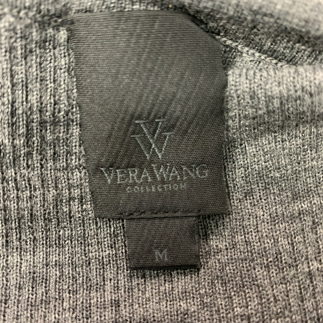 VERA WANG Size M Grey Wool Textured V-Neck Cardigan