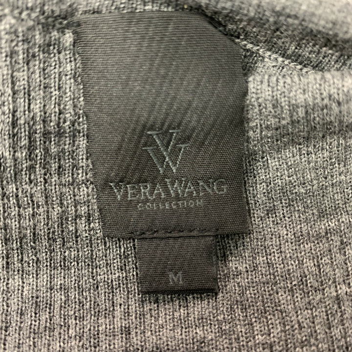 VERA WANG Size M Grey Wool Textured V-Neck Cardigan
