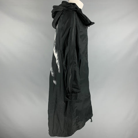 MASAHIKO MARUYAMA Size M Black White Graphic Cotton Hooded Coat