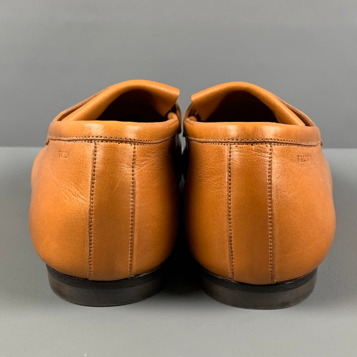 BALLY Size 7.5 Honey Leather Slip On Loafers