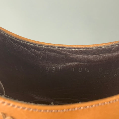 SALVATORE FERRAGAMO Size 10.5 Brown Tan Perforated Leather Wingtip Lace Up Shoes
