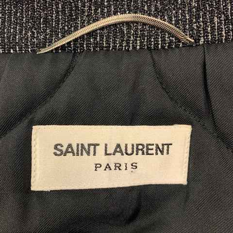 SAINT LAURENT 2017 Size 36 Black Metallic Polyamide Silk Bomber Jacket