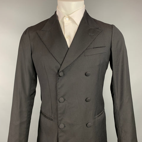 DOLCE & GABBANA Size 38 Black Wool Peak Lapel Double Breasted Sport Coat