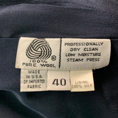 RICHARD TYLER Size 40 Navy Wool Shawl Collar Sport Coat