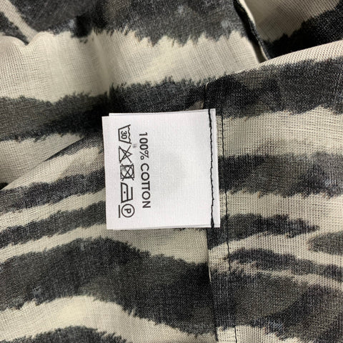 DRIES VAN NOTEN S/S 20 Size XXS Black & White Zebra Print Cotton Camp Short Sleeve Shirt