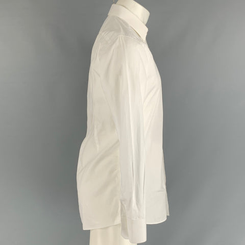 DOLCE &amp; GABBANA Camisa de manga larga con botones de algodón liso blanco talla M