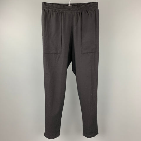 DAMIR DOMA Talla 30 Pantalones casuales de entrepierna caída de lana negra