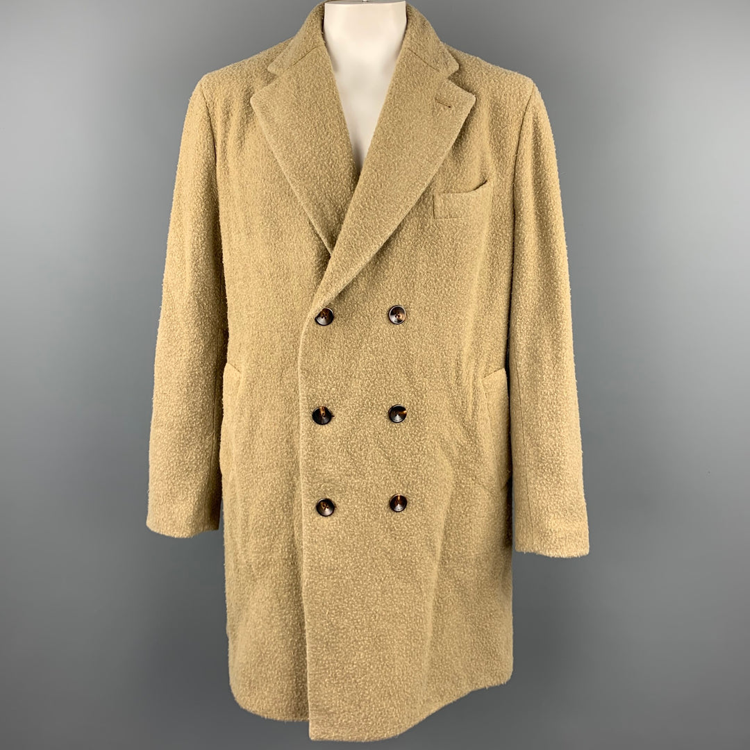 BOGLIOLI Size 46 Moss Textured Wool / Polyester Double Breasted Coat