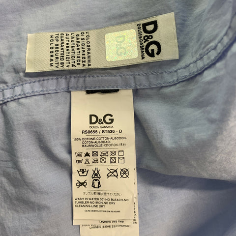D&G by DOLCE & GABBANA Size M Light Blue Cotton Blend Long Sleeve Shirt