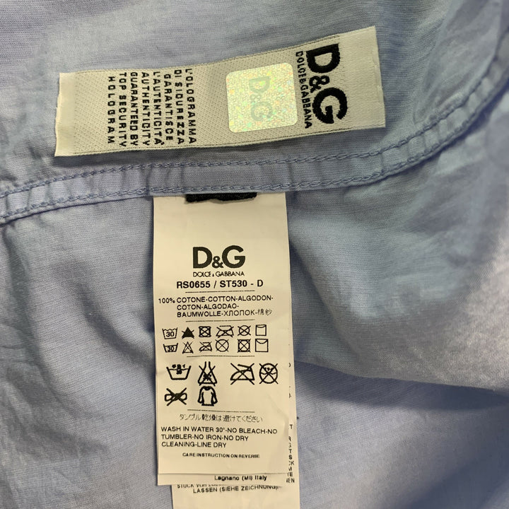 D&G by DOLCE & GABBANA Size M Light Blue Cotton Blend Long Sleeve Shirt