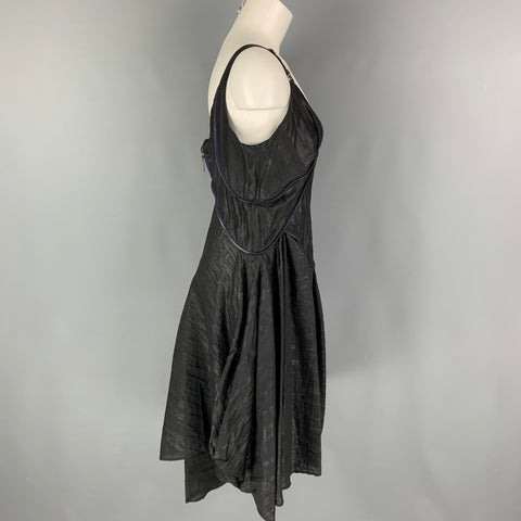 COSA NOSTRA Size 8 Black Purple Silk Blend Wrinkled Sleeveless Dress