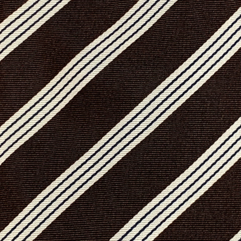 LUCIANO BARBERA Brown White Stripe Silk Tie
