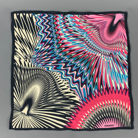 MISSONI Multi-Color Zig Zag Silk Pocket Square