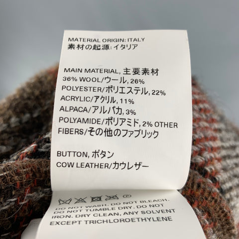 OUR LEGACY Size 48 Brown Taupe Plaid Wool Blend Oversized Cardigan