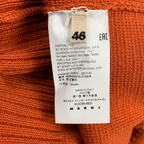MARNI Size XS Orange Knitted Cotton Short Sleeve Pullover