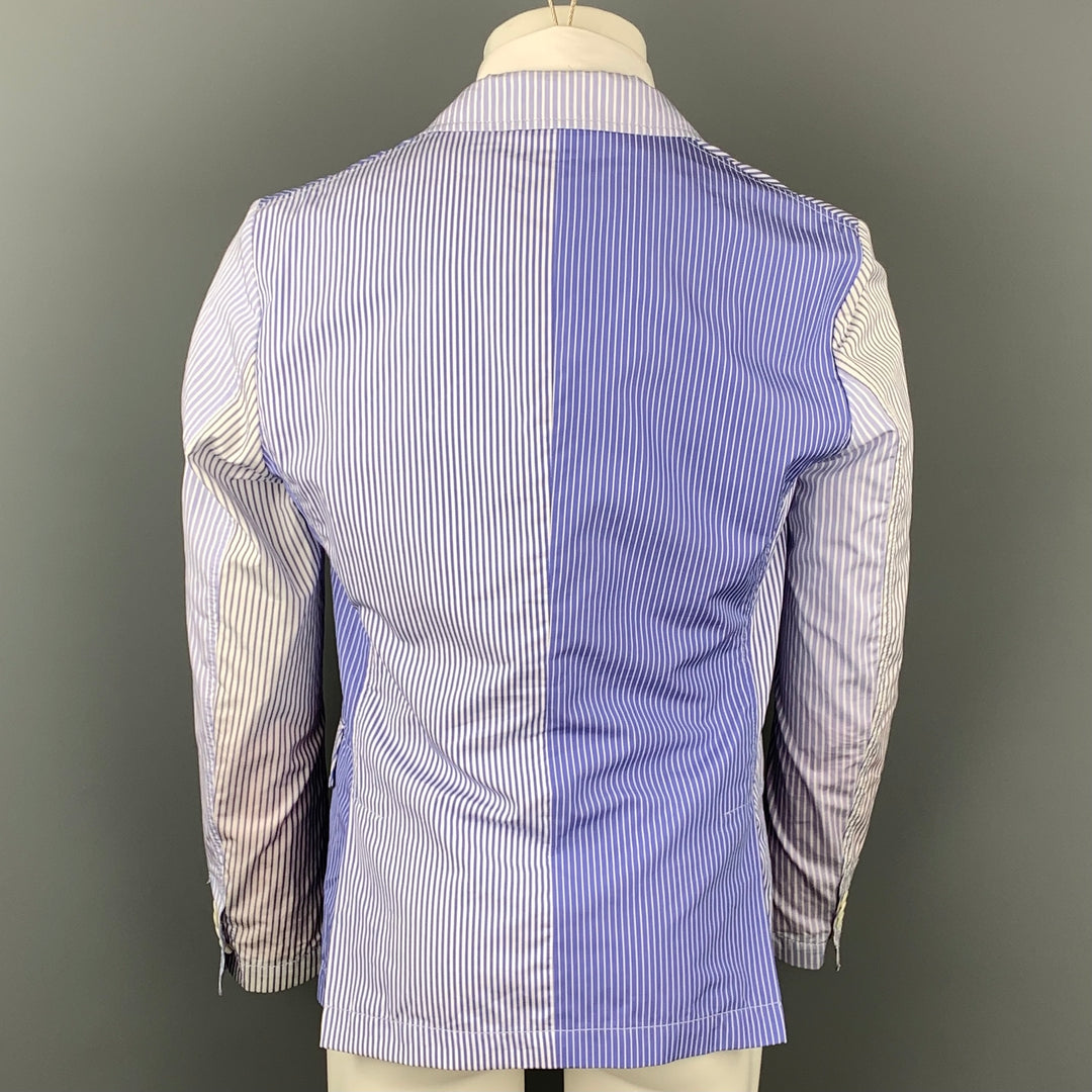 WOOSTER + LARDINI Talla 40 Abrigo deportivo de algodón de dos tonos azul y blanco