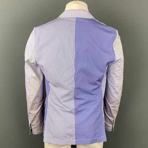 WOOSTER + LARDINI Size 40 Blue & White Two Toned Cotton Sport Coat