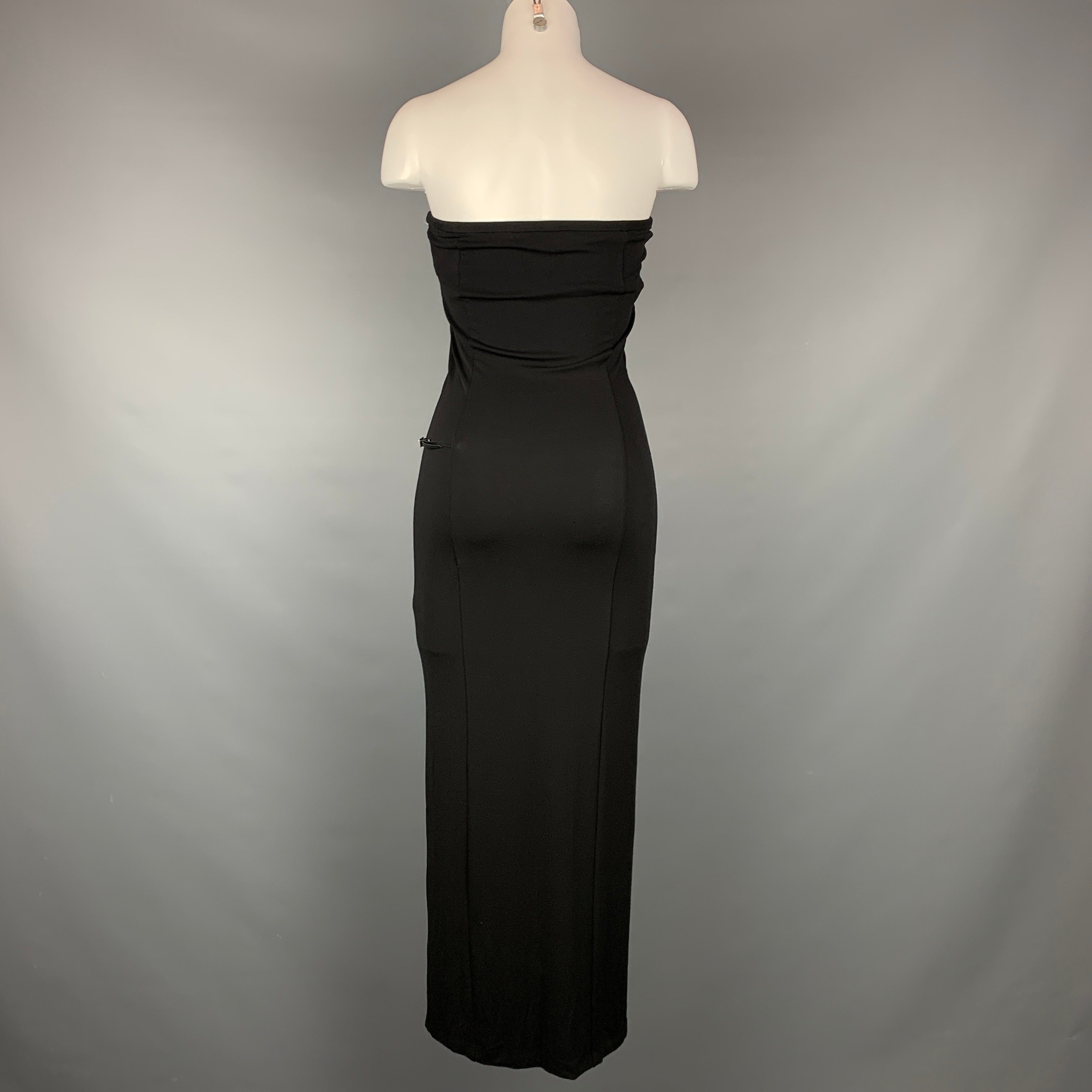 ZAMASPORT for GUCCI Size 2 Black Rayon Strapless Long Dress Sui Generis Designer Consignment