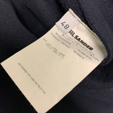 JIL SANDER Size S Navy Knitted Wool Notch Lapel Jacket