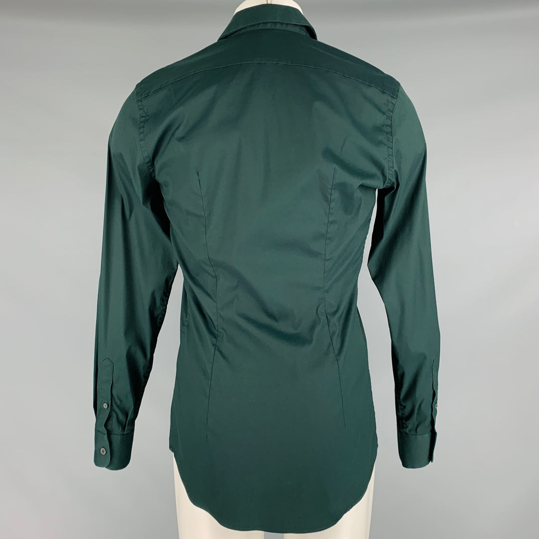 PRADA Size S Green Cotton Elastane Button Up Long Sleeve Shirt