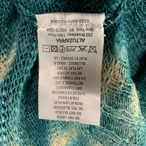 ALTUZARRA Size S Green Blue Silk Tie Dye Cropped Casual Top