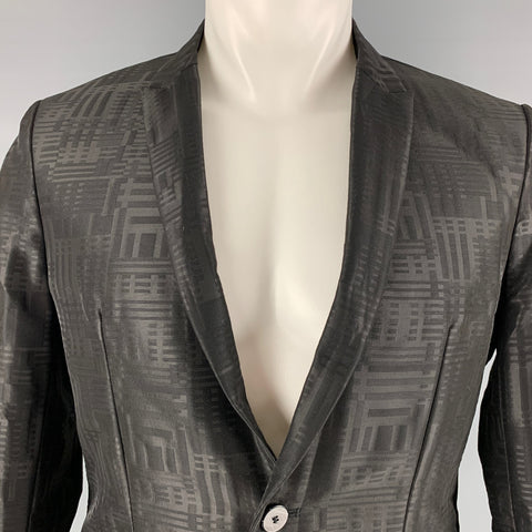 EMPORIO ARMANI Taille 38 Manteau de sport à revers en laine noire mélangée