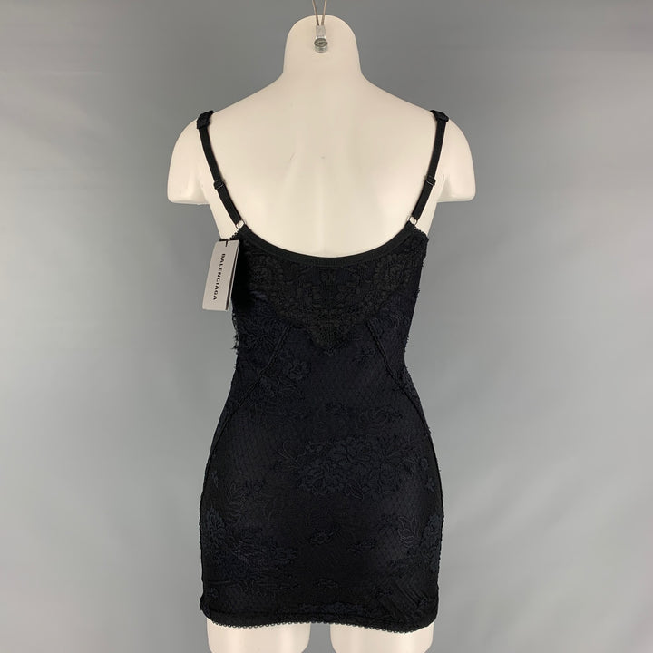 BALENCIAGA Size 4 Black Lace Fitted Mini Cocktail Dress