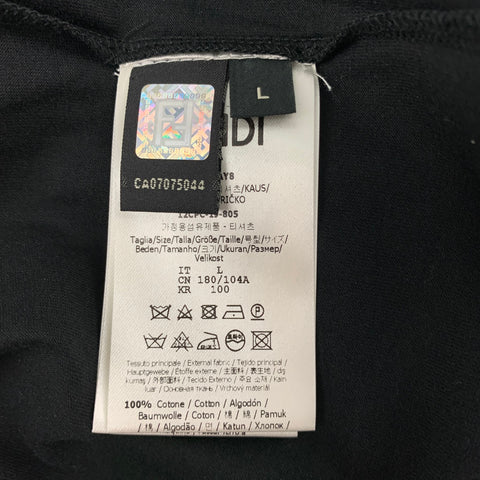 FENDI Size L Black Logo Cotton Simulated Layer Long Sleeve T-shirt