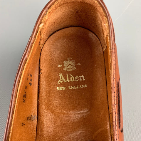 ALDEN Size 7 Burnished Tan Calf Leather Tassels Moccasins 662 Loafers