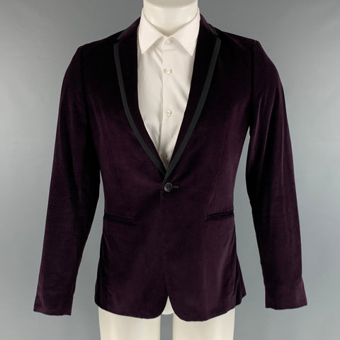 THEORY Size 36 Purple Black Velvet Cotton Elastane Sport Coat
