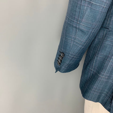 BRIONI Size 40 Green Purple Plaid Wool Blend Single Breasted Sport Coat