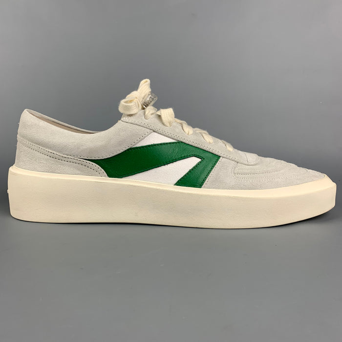 FEAR OF GOD Size 11 Light Gray & Green Color Block Canvas Low Top Sneakers