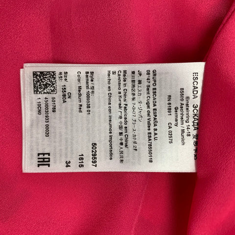 ESCADA Size 4 White & Fuchsia Floral Viscose Oversized Bomber Jacket