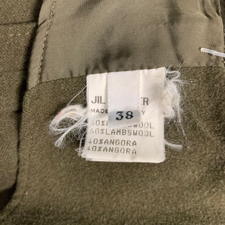 JIL SANDER Talla 38 Abrigo de angora de lana de cordero verde