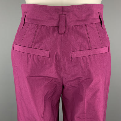 MARC JACOBS Size 0 Purple Cotton Pleated Wide Leg High Waist Dress Pants